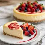 Lightened Up Cheesecake with Strawberry Swirl Recipe